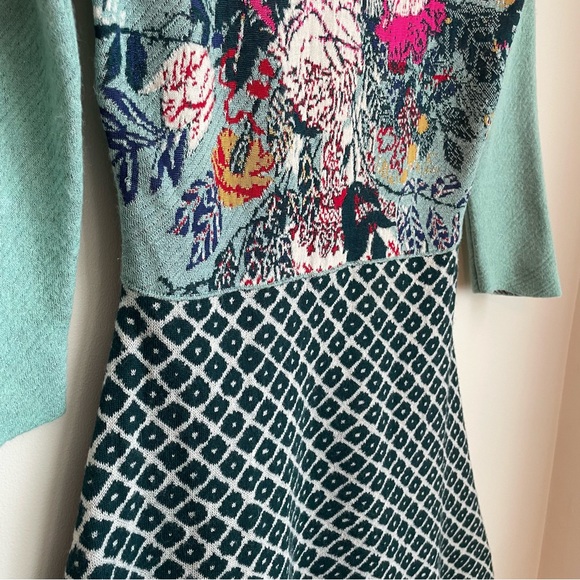 Aldo Martins Anthropologie Flowerpot Floral Sweater Dress Wool Blend Size Small - Picture 6 of 16